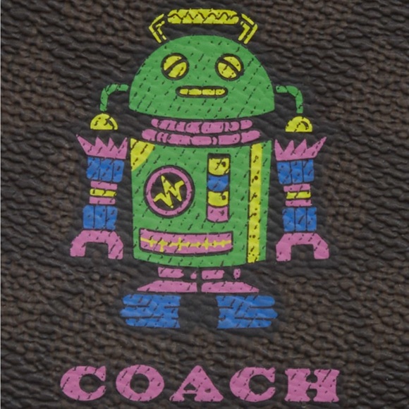 COACH COSMIC ZIP CARD CASE WITH ROBOT PRINT  CW223 walnut multi - Picture 6 of 7